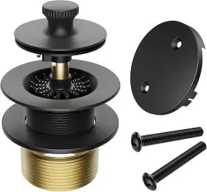 Bathtub Drain and Overflow Kit with Bath Tub Drain Stopper Matte Black