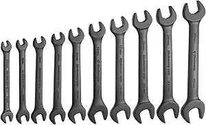 HARFINGTON 10pcs Thick Double Open End Wrench 5.5x7/8x10/9x11/10x12/12x14/14x17/17x19/19x22/24x27/30x32mm Metric Dual Open Ended Spanner Flat Head Wrench for Automotive Furniture Assembly