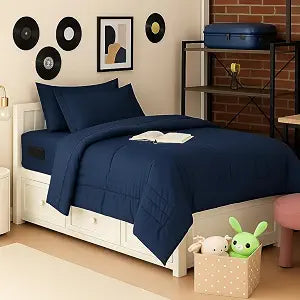 Dorm Room Essentials Twin XL Comforter Set  College-Ready Bundle with Comforter, Mattress Protector & Sheets with Pockets on the Side & Built-in Corner Strap  Media Pocket for Devices