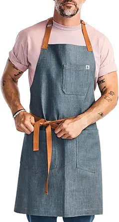hedley & bennett Essential Apron - Professional Chef Apron with Pockets & Adjustable Bib Strap for Cooking & Grilling