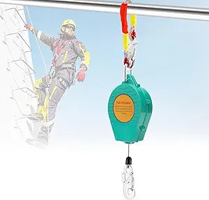 YJINGRUI 33ft/10m Self Retracting Lifeline, Heavy Duty 330lbs Retractable Safety Lanyard with Alloy Steel Hook & Aviation Wire Rope, Fall Arrest Fall Protection Device for Construction/Roof Work
