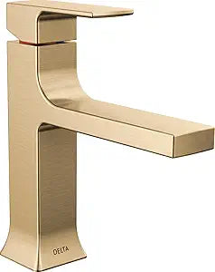 Delta Velum Brushed Gold Bathroom Faucet 1 Hole, Single Hole Bathroom Sink Faucet for Vanity, Metal Push-Pop Drain Assembly, Champagne Bronze 537-CZMPU-DST