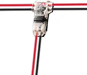 Low Voltage Wire Connectors Solid Connection, T Tap Wire Connectors, T Type 2 Pins Wire Splice Connectors, Solderless No Stripping 3 Way Wire Connector for LED Strip, Automotive Fits 24-20 AWG 12 Pack