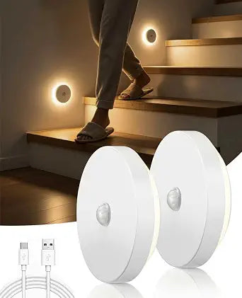Rechargeable Battery Night Lights 2 Pack, Motion Sensor Light Indoor
