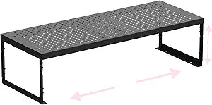Stackable Expandable Metal Shelf Organizer - Adjustable Wire Storage Rack with Holes for Kitchen, Bathroom, Cabinet, Office - Space Saving, Durable & Sturdy Design1PACK/Medium/Black