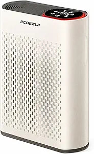 ECOSELF Air Purifiers for Home Large Room up to 2,400 Ft┬▓, Air Purifiers for Bedroom 360┬░ Air Intake with Smart Auto Mode, HEPA Air Purifier Red
