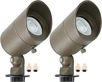 Lumina Lighting 5W Landscape Lighting 12V Landscape Lights Low Voltage Landscape Spotlights Warm White Waterproof Outdoor Replaceable LED Bulb for Garden,Lawn,Porch,Patio and Yard (Bronze) (2-Pack)