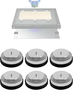 Magnetic Anti-Flashback Risers for Laser Cutters, 1/2in Precision Lift Material Hold Down with 43mm Heavy-Duty Magnet, Clear Acrylic Spacer & Metal Knurled Nut for Honeycomb Bed, 6 pack
