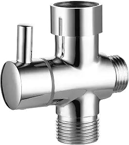 Ciencia Metal T-adapter with Shut-off T Valve, 7/8 or 15/16 and G1/2 3-way Water Tee Connector,for Handheld Toilet Bidet Spray Bathroom,Chrome, DSF006
