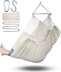 ADVOKAIR Hammock Chair Large 70.9"x47.2", 32% Bigger XXL Hanging Swing Chair with 500lbs Capacity, Heavy Duty Steel Spreader Bar, Extra Roomy Comfort for Adult Indoor Outdoor Bedroom Patio