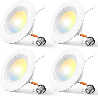 Amico 4 Pack 5/6 inch 5CCT LED Recessed Lighting, Retrofit Can Light, White