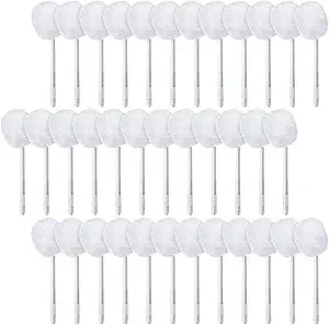 Zhehao 50 Pcs Toilet Bowl Brush Soft Swab Toilet Bowl Bulk White Reusable Long Plastic Handled Cleaners Scrubber Mop with Silk Cotton for Home Bathroom, 15 x 3 Inch, Without Cone Cup