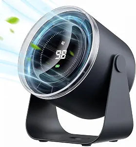 WSKEN Desk Fan with Battery Operated, Quiet Digital Display Portable Fan for Office, Bedroom, Kitchen, Home, Outdoor, 100 Speeds 115 Tilt Small Travel Camping Table Fan,Bluish Black