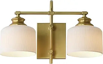 Maxim Lighting Bisque 2-Light Wall Sconce | Natural Aged Brass Steel Finish | White Glass Shade | Modern Indoor Light Fixture | Ideal for Hallways, Bedrooms & Bathrooms | 21492WTNAB