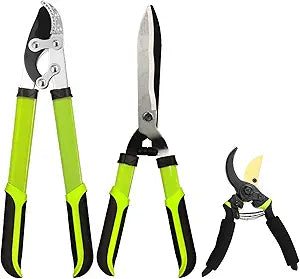 YRTSH Loppers Hedge Clippers Garden Shears, 3PCS Yard Tools Combo Set Tree, Shrub & Bush Care Kit for Lawn Garden, Branch Cutter with Compound Action Tree Trimmer & Trimming Borders