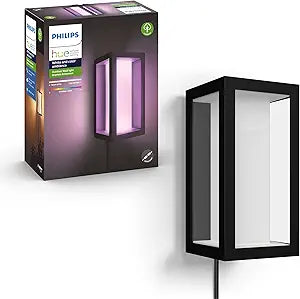 Philips Hue Impress Outdoor Smart Wall Light, Black - 16W, White and Color Ambiance LED Light - 1 Pack - Requires Hue Bridge and Outdoor Power Supply - Control with Hue App and Voice - Weatherproof