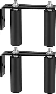Skelang Slide Gate Guide Roller Assembly, Dual Nylon Rollers Gate with L Post Bracket Support for Heavy Duty Gate, Fence, Pack of 2