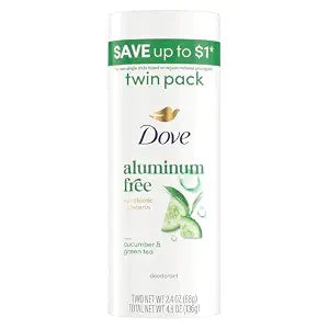 Dove Deodorant Stick 2PK Cucumber & Green Tea Aluminum Free 2.4 oz