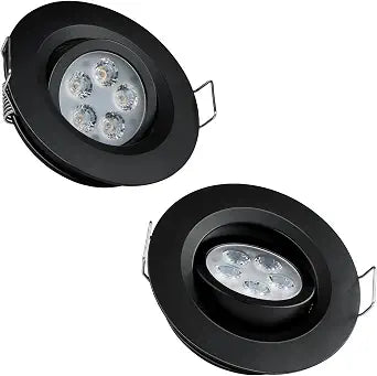 Acegoo Swivel RV Light Recessed Puck Light 12V LED Spotlight RV Interior Light, 36 Beam Angle Vertical 70 Adjustment,Full Aluminum Downlights,Diameter 2-3/4 Inch(Black/3000K 2Pcs)