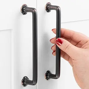 10 Pack 5 Inch Hole Centers, Brushed Bronze Cabinet Pulls Oil Rubbed Bronze Cabinet Handles Bronze Kitchen Hardware for Cabinets 2502 Drawers Bedroom Dresser Bathroom Vanity Cupboard Closet