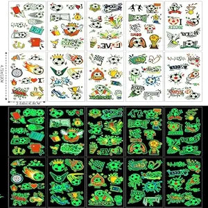 Soccer Temporary Tattoos for Kids Glow In The Dark Themed Party Favors Decorations Stickers Gifts For Game Boys Girls Class School Men Women (75)