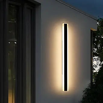 Modern Outdoor Wall Lights, 57inch Long Linear LED Wall Sconce, 3000K Warm White, IP65 Waterproof, 50W, Minimalist Lamp Black Exterior Lighting Fixture for Porch, Garden, Yard