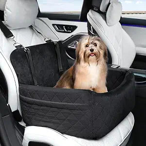 Dog Car Seat for Small Medium Dogs - Memory Foam Seat with Cushion for Pets Under 35lbs,Detachable & Machine Washable Pet Car Bed, Includes 2 Safety Belts Storage Pockets,Universal Fit for SUV Sedan