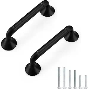 20Pack Hole Centers 3inch/76mm Black Kitchen Cabinet Handles Solid Zinc Alloy Black Cabinet Pulls Arch Home Furniture Handles for Closets Cupboards and Drawers Total Length 3.86inch(98mm)