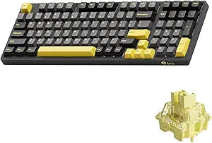 Akko 3098B Hot-swappable Mechanical Keyboard with RGB Backlight, PBT Keycaps, Black&Gold Creamy Gaming Keyboard with Number Pad Software for Mac & Win