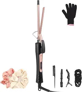 3/8 Inch Small Curling Iron Wand for Tight Spiral Curls with 2 Temperature