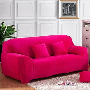 vctops 1-Piece Velvet Plush Stretch Loveseat Sofa Slipcover with Elastic Bottom Soft Fuzzy Fluffy Sofa Covers for 2 Cushion Couch Furniture Protector for Kids, Pet (Rose,Loveseat)