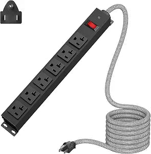 HEZI 20 Amp Power Strip with 1200J Surge Protector,12 Gauge Extension Cord