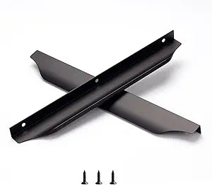 Satanga Edge Finger Pulls for Cabinet Kitchen Drawer knobs Low Profile Door Dresser Bathroom Long Cupboard Furniture Handles Aluminum 6 Pack Matte Black 7.87" Easy Installation
