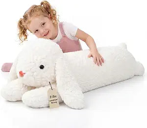 Lewtemi 47 Inches Giant Rabbit Stuffed Animal Weighted Oversized White Plush Toys Soft Plush Hugging Pillow Bedroom Decor Backrest for Accent Chairs Birthday Gift for Kids Boys Girls Adults