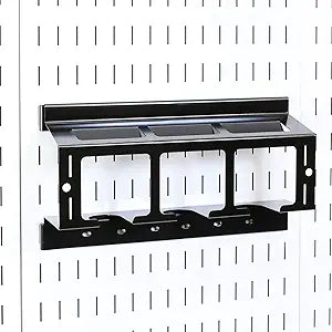 Wall Control Drill Holder Power Tool Storage Rack - Compact Impact Drill Battery Power Tool Pegboard Organizer Pegboard (Black)