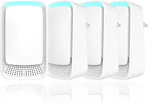 Plug-In Ion Air Purifier (4-Pack), Negative Ion Generator, Home Air Ionizer, Silent Filterless Portable Air Purifier for Small Rooms, Odor, Pet Odor - White