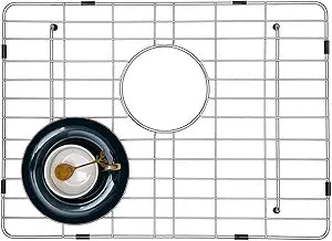 Stainless Kitchen Sink Protector - S304 Sink Grids for Bottom of Kitchen Sink, 22" x 16" with Rear Drain for Single Bowl Workstation Sink with Corner Radius