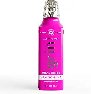 Grin Healthy Gums Oral Rinse, 16 Fl Oz, Fresh Breath Mouthwash, Smooth Mint Flavored, Alcohol-Free