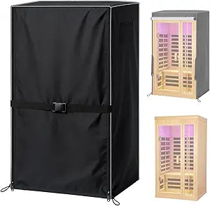 Wood Sauna Cover Outdoor Waterproof for Winter 40"L X 38"W X 73"H Protective Cover for 2-Person Outdoor Home Spa Sauna 600D Heavy-Duty Oxford Cloth