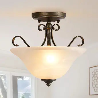 Upgrade 12" Semi Flush Mount Ceiling Light, Brass Ceiling Light Fixture