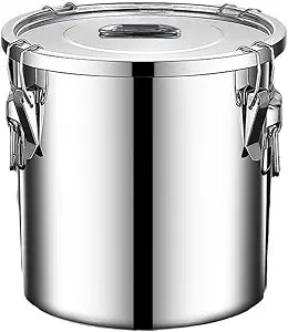 304 stainless steel food storage containers with lids lock clips airtight container large airtight for rice flour sugar grain coffee bean storage containers Kitchen jar (3.17gal/12L)