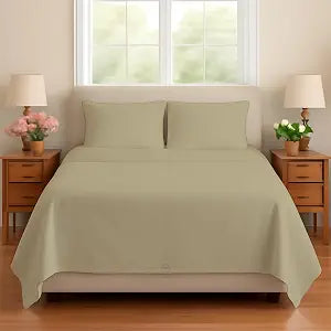 Sleeper Sofa 4 Piece Bed Sheet Set Premium Quality 100% Cotton 500 Thread Count, Smooth & Super Soft Sateen Weave, Extra Soft Bed Sheets, Wrinkle Free, 6 Inch Deep Pocket (Queen, Beige)