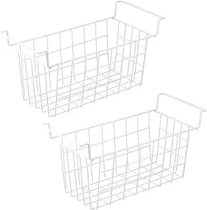 Orgneas 17.5 Inch Freezer Organizer Bins for Chest Freezer Refrigerator Basket Storage Rack Bins Deep Freezer Metal Wire Baskets 2Pcs