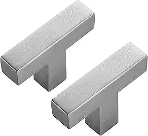 Ravinte 45 Pack Brushed Nickel Square Bar Cabinet Knobs 2 Inch Square Cabinet Handles Silver Single Hole Kitchen Cabinet Pulls