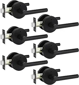 Goldenwarm Black Door Handles Interior, Matte Black Privacy Door Handle, Indoor Door Lever for Bedroom, Bathroom, Heavy Duty Zinc Alloy, 6 Pack