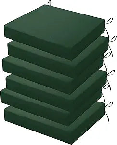 Outdoor Chair Cushions Set of 6, 18.5 x 16 Inch Patio Chair Cushions for Outdoor Furniture, Water Resistant, Non-Slip Ties(Forest Green)