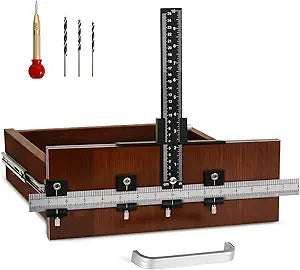 BECOMFY Cabinet Hardware Jig, Aluminum Cabinet Handle Jig with Center Punch and Drill Bits, Adjustable Drill Guide Template Tool for Door, Drawer Handles and Pulls