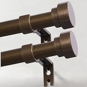 IFELS Heavy Duty Curtain Rods for Windows 48 to 84 Inch, 1 Inch Bronze Curtain Rods Set of 2 Pack for Outdoor Patio, Farmhouse, Bedroom, Kitchen, Adjustable Easy Install Drapery Rod (Bronze,30-90-2p)