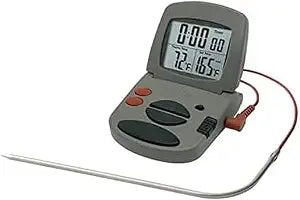 Taylor Precision Products Programmable with Timer Instant Read Wired Probe Digital, Meat, Food, Grill BBQ Cooking Kitchen Thermometer with Timer, Gray