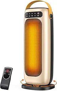 Space Heater, 1500W PTC Ceramic Electric Heaters for Indoor Use with Remote, 4 Levels Room Heater with LED Touch Display, 110 Oscillation,10H Timer,Fast & Safe Portable Heater for Bedroom Office